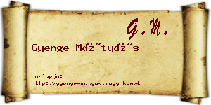 Gyenge Mátyás névjegykártya
